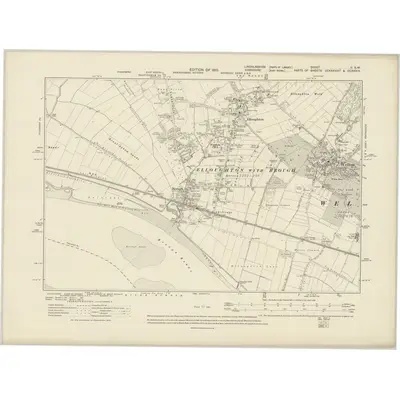1906 Map of Lincolnshire II.SW, 1910 Print