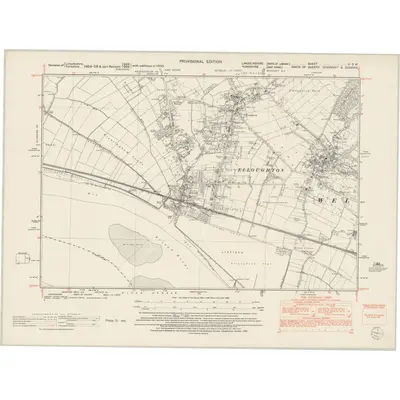 1950 Map of Lincolnshire II.SW, 1953 Print