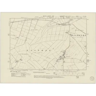 1906 Map of Lincolnshire IX.NE, 1950 Print