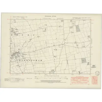1947 Map of Lincolnshire LI.NE, 1950 Print