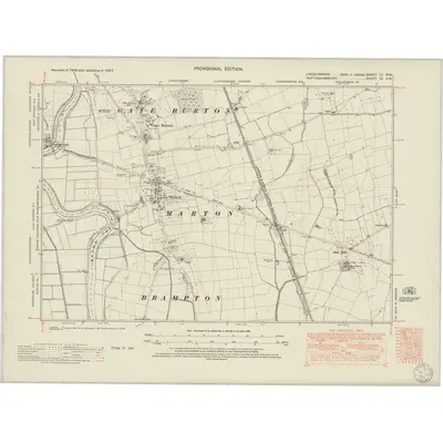1947 Map of Lincolnshire LI.SW, 1950 Print