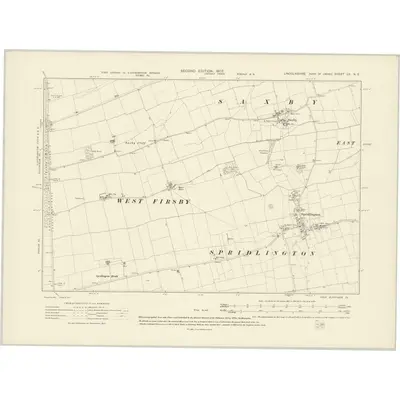 1905 Map of Lincolnshire LII.NE, 1907 Print