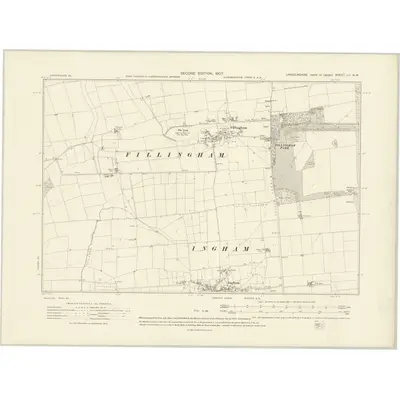 1905 Map of Lincolnshire LII.NW, 1907 Print