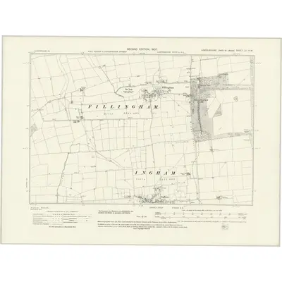 1905 Map of Lincolnshire LII.NW, 1931 Print