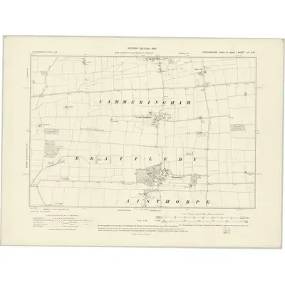 1904 Map of Lincolnshire LII.SW, 1907 Print
