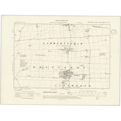 1904 Map of Lincolnshire LII.SW, 1936 Print