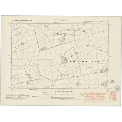 1949 Map of Lincolnshire LIII.NW, 1950 Print