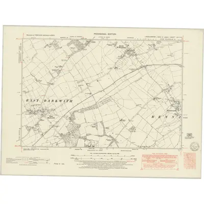 1947 Map of Lincolnshire LIV.SE, 1951 Print