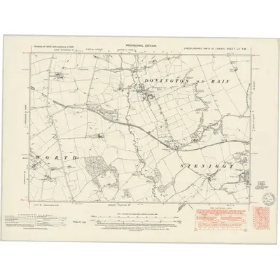 1947 Map of Lincolnshire LV.SW, 1951 Print