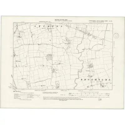 1904 Map of Lincolnshire LX.NE, 1938 Print
