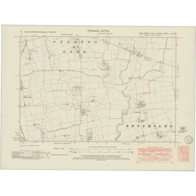 1946 Map of Lincolnshire LX.NE, 1950 Print