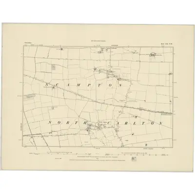1885 Map of Lincolnshire LXI.NW, 1886 Print