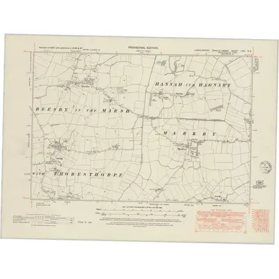 1946 Map of Lincolnshire LXVI.NE, 1951 Print