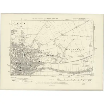 1904 Map of Lincolnshire LXX.NE, 1908 Print