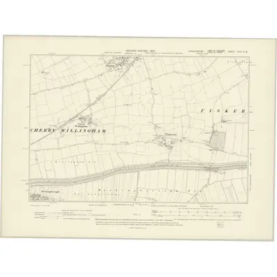 1905 Map of Lincolnshire LXXI.NW, 1907 Print