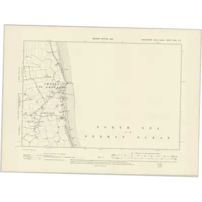 1905 Map of Lincolnshire LXXVI.NE, 1907 Print