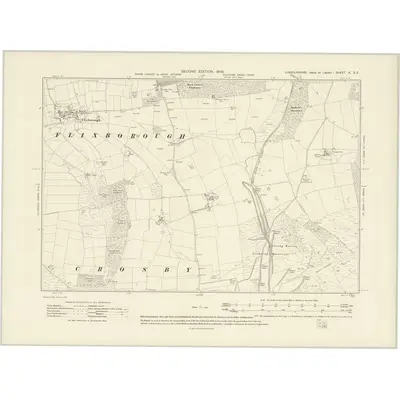 1906 Map of Lincolnshire X.SE, 1908 Print