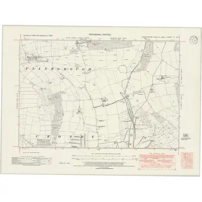 1938 Map of Lincolnshire X.SE, 1947 Print