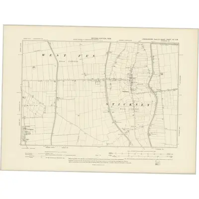 1904 Map of Lincolnshire XC.SW, 1906 Print