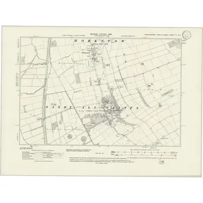1906 Map of Lincolnshire XI.NE, 1933 Print