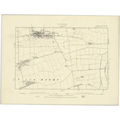 1885 Map of Lincolnshire XI.NW, 1886 Print