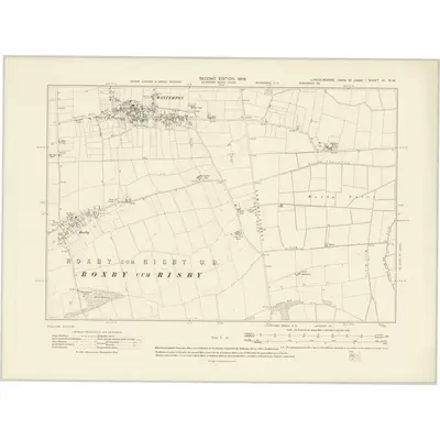 1906 Map of Lincolnshire XI.NW, 1908 Print