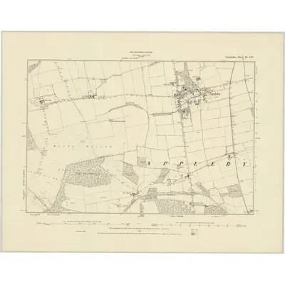 1885 Map of Lincolnshire XI.SW, 1886 Print