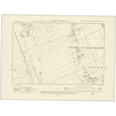 1905 Map of Lincolnshire XIII.NW, 1908 Print