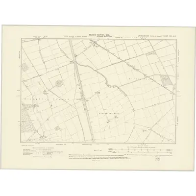 1906 Map of Lincolnshire XIX.NE, 1908 Print