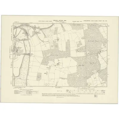 1905 Map of Lincolnshire XIX.NW, 1908 Print