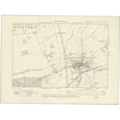 1905 Map of Lincolnshire XIX.SE, 1908 Print