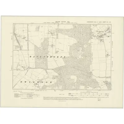 1905 Map of Lincolnshire XIX.SW, 1908 Print