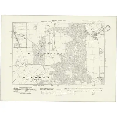 1905 Map of Lincolnshire XIX.SW, 1935 Print