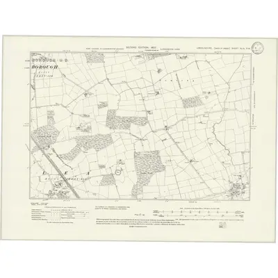 1905 Map of Lincolnshire XLIII.SW, 1933 Print
