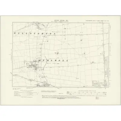 1905 Map of Lincolnshire XLIV.NW, 1931 Print