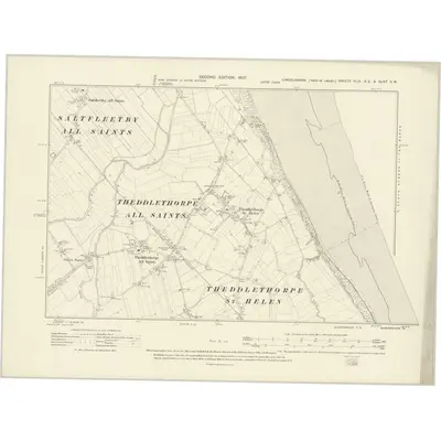 1905 Map of Lincolnshire XLIX.SE & XLIXA.SW, 1907 Print
