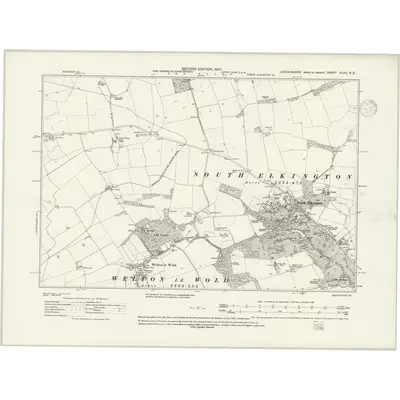 1905 Map of Lincolnshire XLVII.SE, 1937 Print