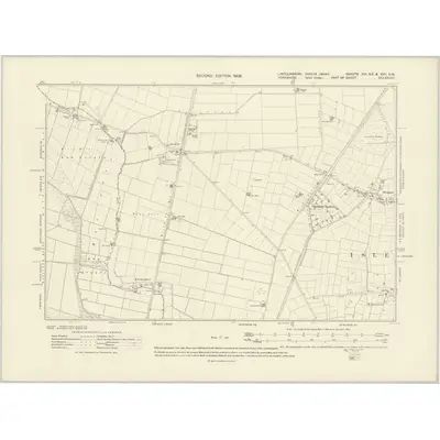 1905 Map of Lincolnshire XVI.SE & XVII.SW, 1908 Print