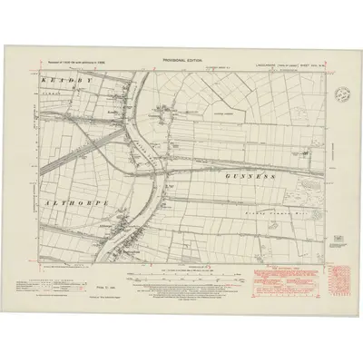 1938 Map of Lincolnshire XVIII.NW, 1948 Print