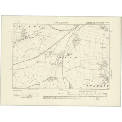 1905 Map of Lincolnshire XX.SW, 1909 Print