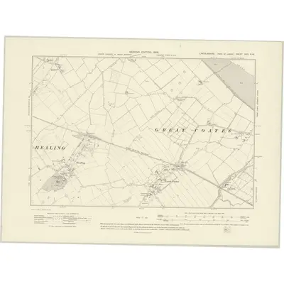1905 Map of Lincolnshire XXII.NW, 1908 Print