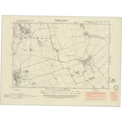 1947 Map of Lincolnshire XXXIX.SW, 1951 Print