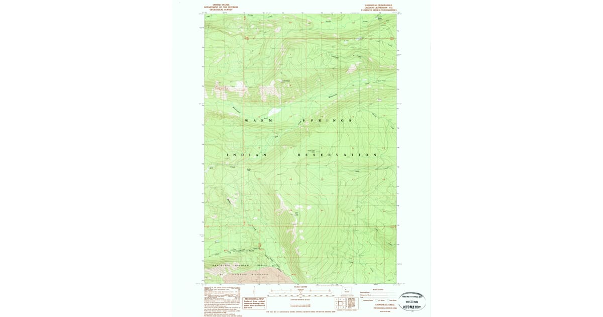 1988 Map of Lionshead, Jefferson County, OR — High-Res | Pastmaps