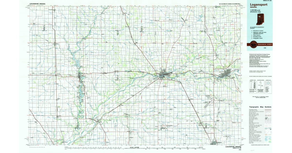 1980s Maps of Francesville IN - Logansport Cass County In Usgs Topo 1985 Og 1200x630 