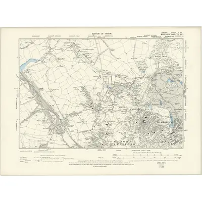 1891 Map of London II.SE, 1894 Print