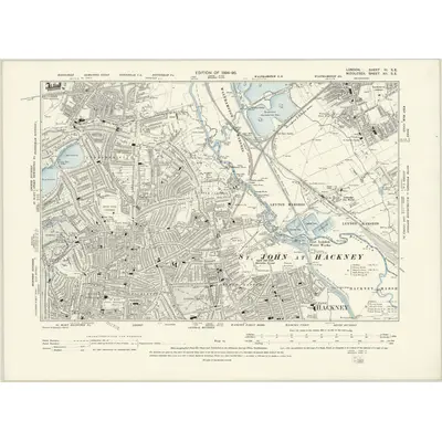 1893 Map of London III.SE, 1894 Print