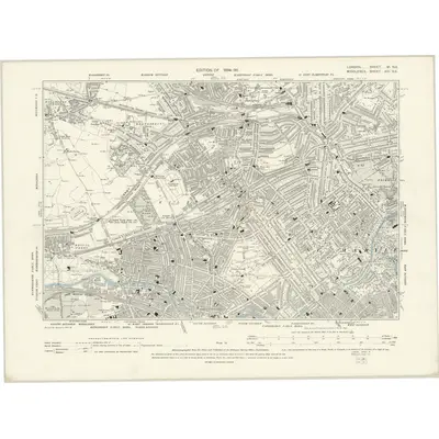 1891 Map of London VI.NE, 1894 Print