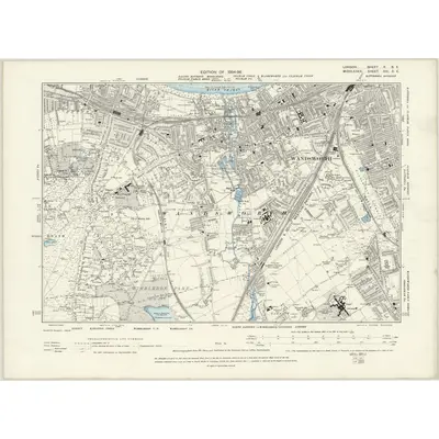 1893 Map of London X.SE, 1894 Print