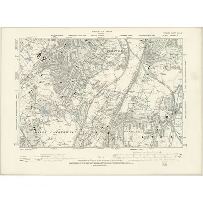 1893 Map of London XI.SE, 1894 Print
