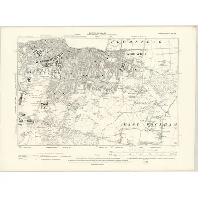 1893 Map of London XII.NE, 1894 Print